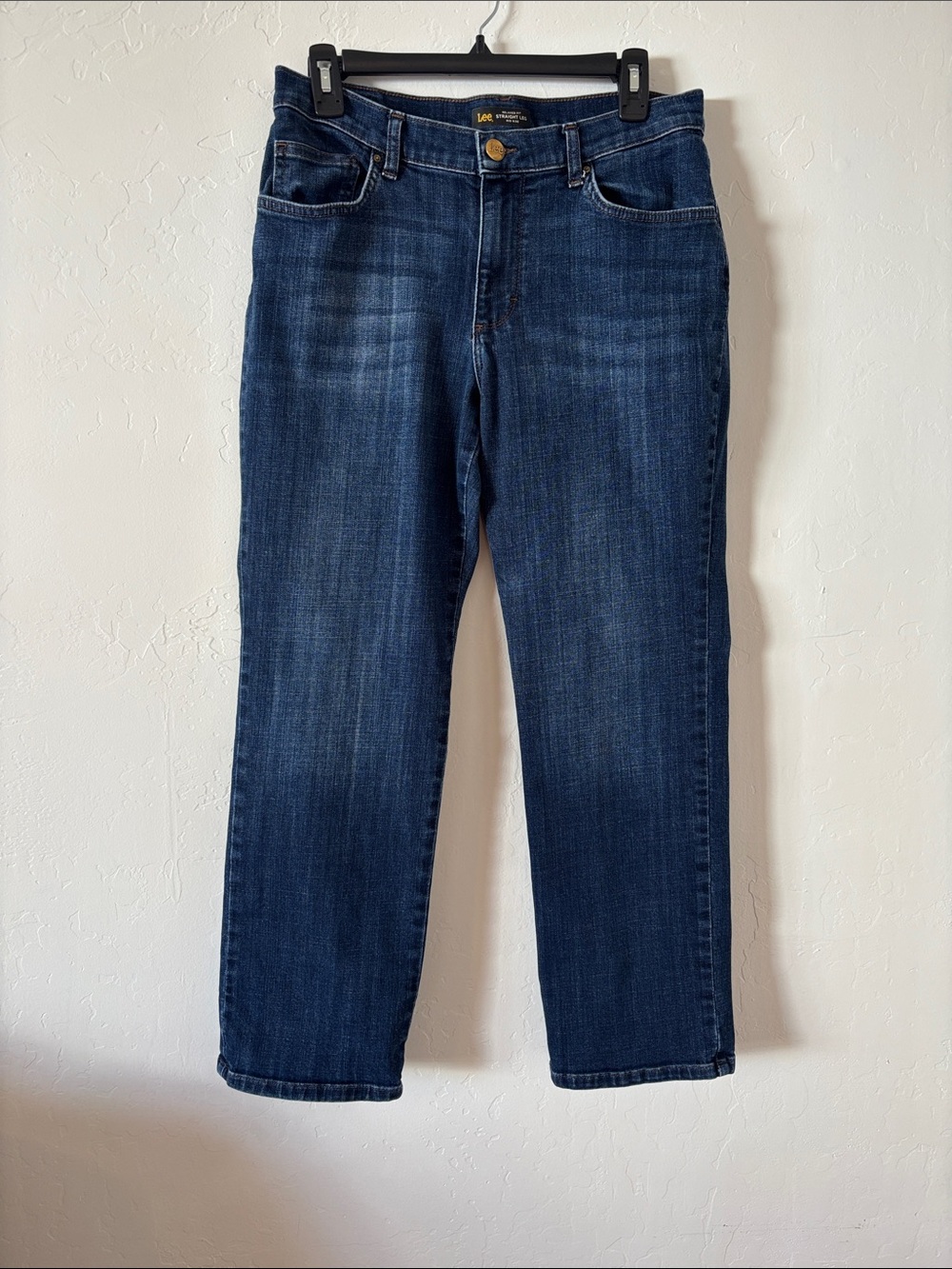 FINAL! Lee Women's Straight Leg Relaxed Fit Mid Rise Jeans Dark Blue Wash